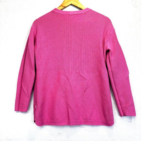 Lot of 2 Talbots Knit Sweater Womens Medium Blue Pink Button Hem Top Long Sleeve - Picture 3 of 16